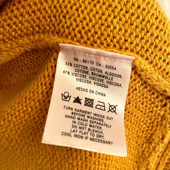 Anthropologie Sparrow Cardigan Fringe, Gold Mustard, multiple knit patterns, XS - Picture 5 of 11